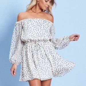 Lovers + Friends Polka Dot Off-Shoulder Mini Dress